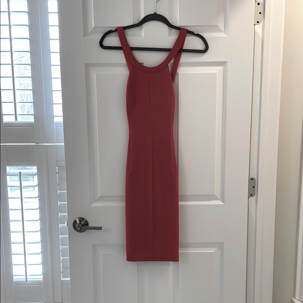 Elegant orange- red cocktail dress